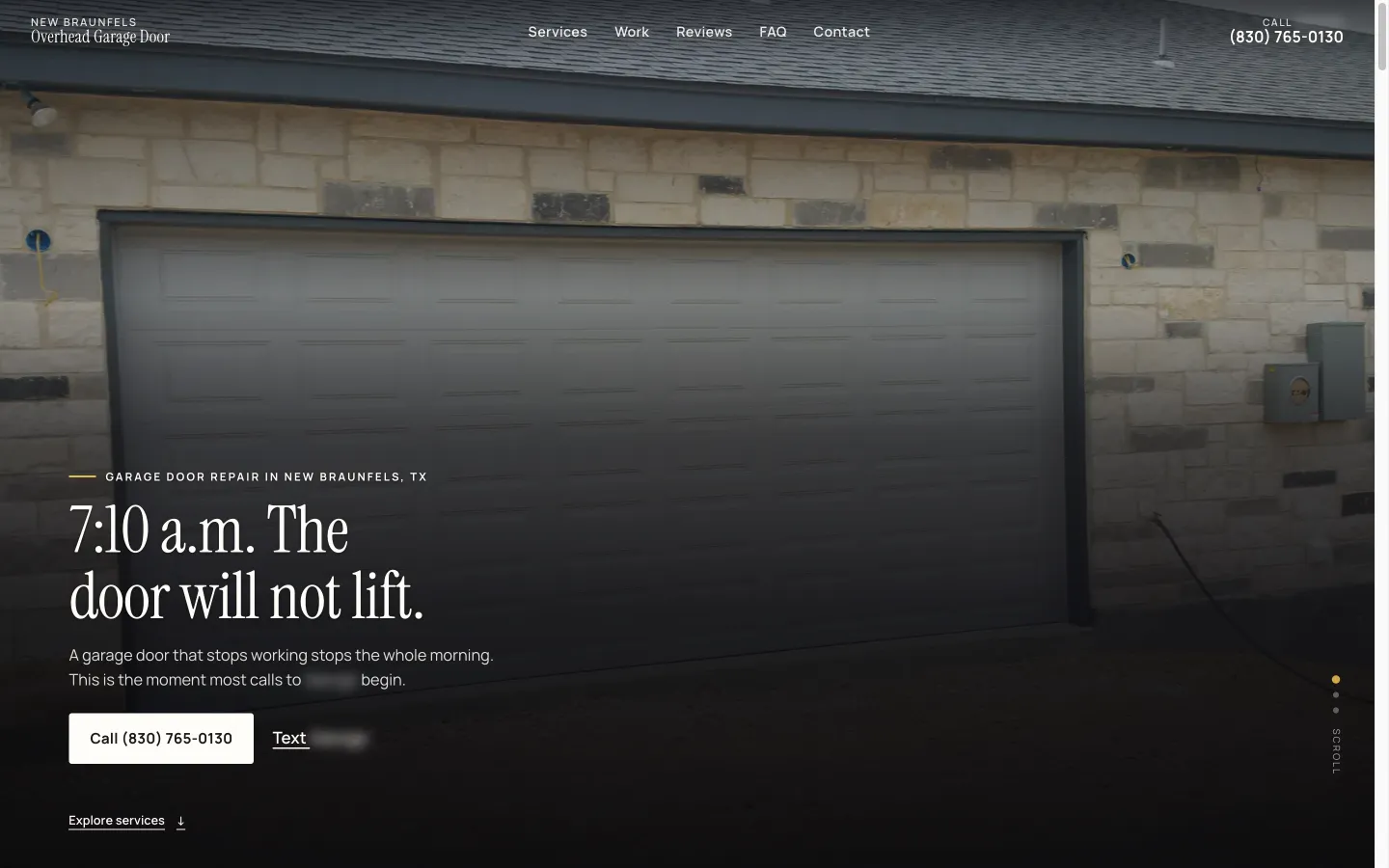 The New Braunfels garage door website, designed by CLC Media.
